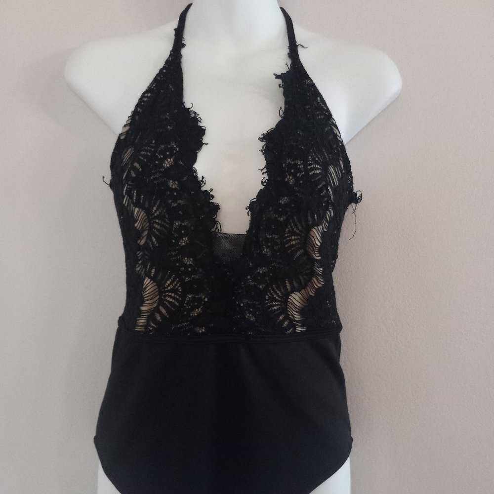 Black and Tan Bodysuit. Medium